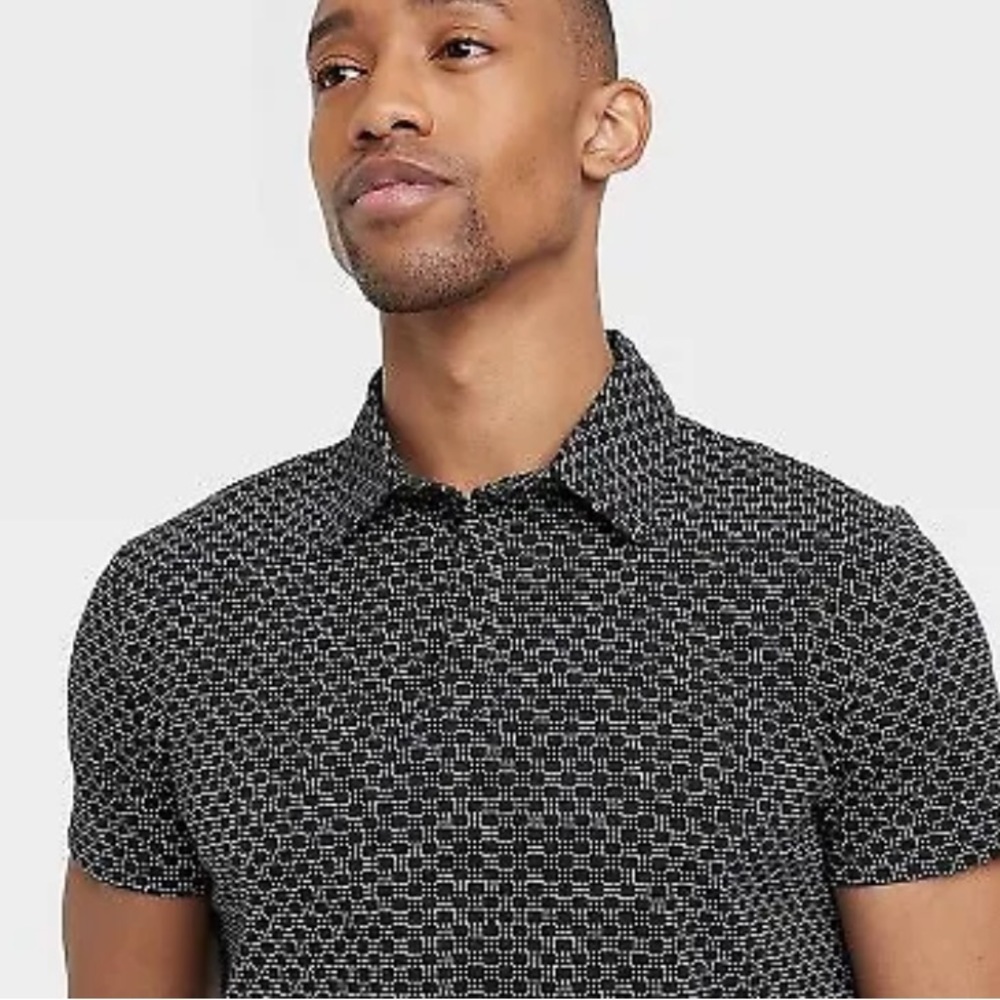 Men’s All In Motion Short-sleeve Polo Shirt Size Medium Black and White GUC
